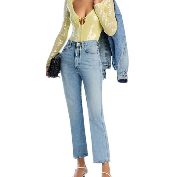 Bardot Verona Canary Yellow Sequined Bodysuit NWT – 2 - Picture 3 of 7